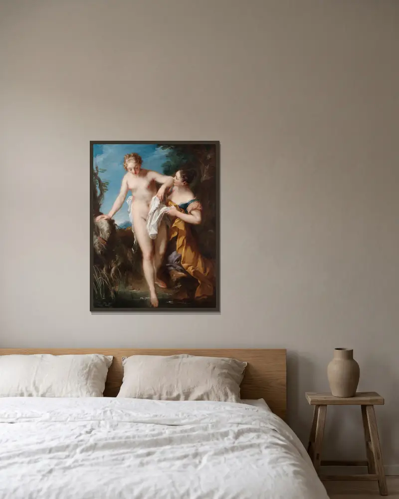 The Bather av François Lemoyne inramad på en vägg