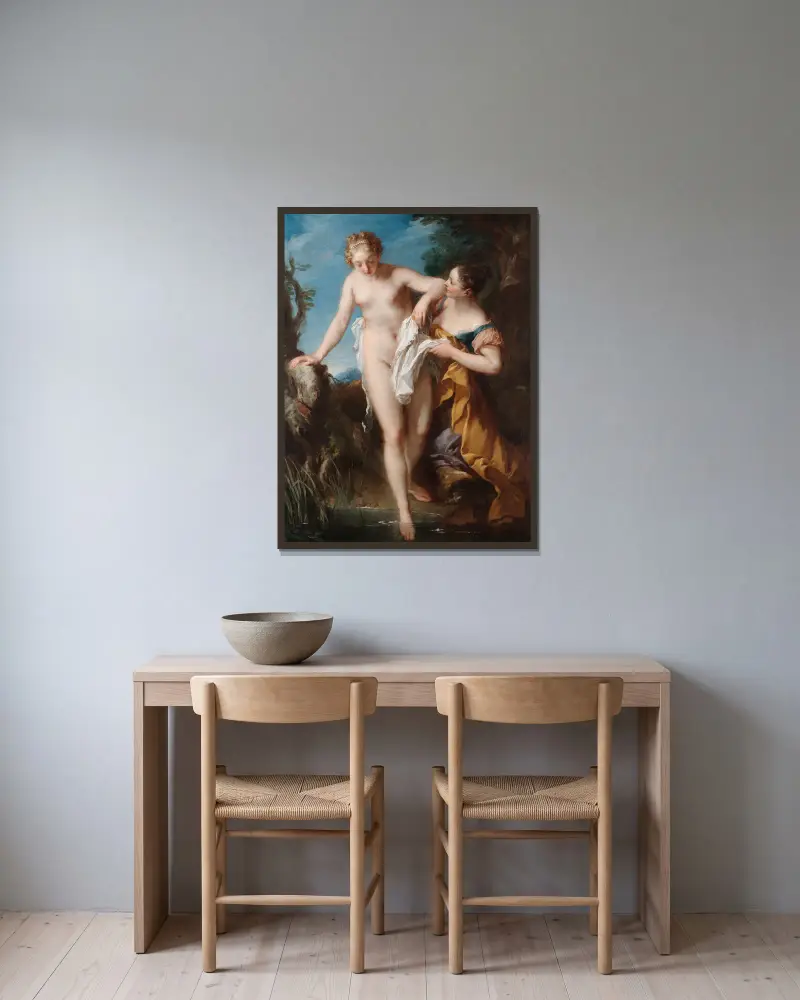 The Bather av François Lemoyne inramad på en vägg