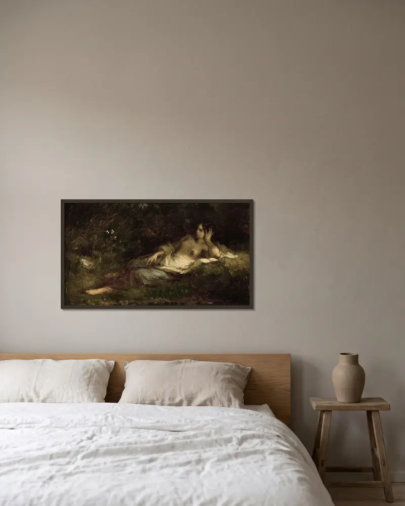 Au repos av Jean-François Millet inramad på en vägg