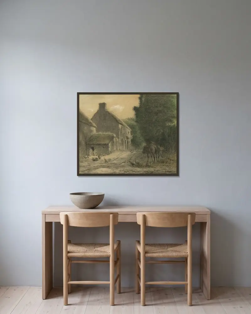 Zagroda w Gruchy, Jean-François Millet w ramie na ścianie