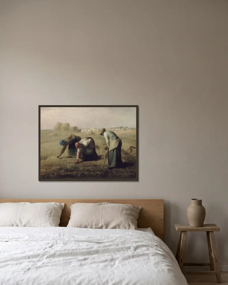 Gleaners av Jean-François Millet inramad på en vägg