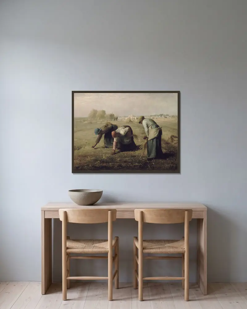 Gleaners av Jean-François Millet inramad på en vägg