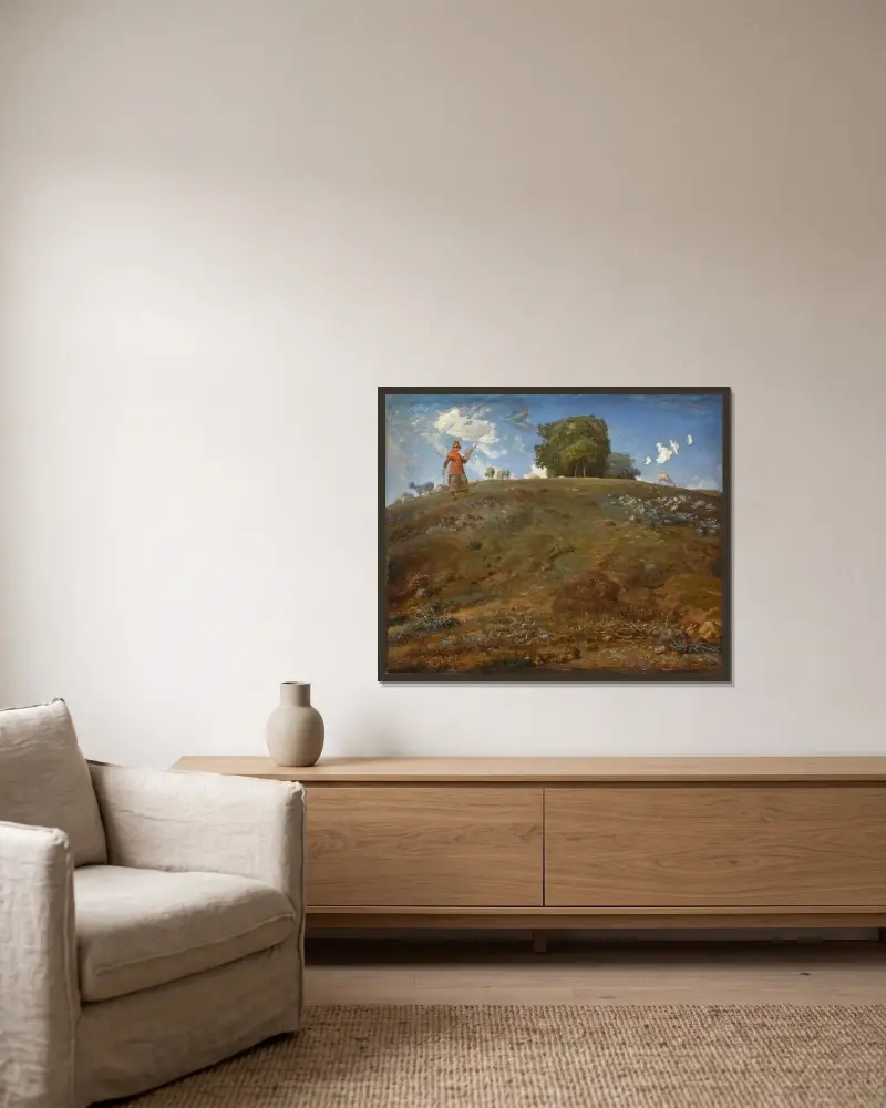In der Auvergne von Jean-François Millet gerahmt an einer Wand