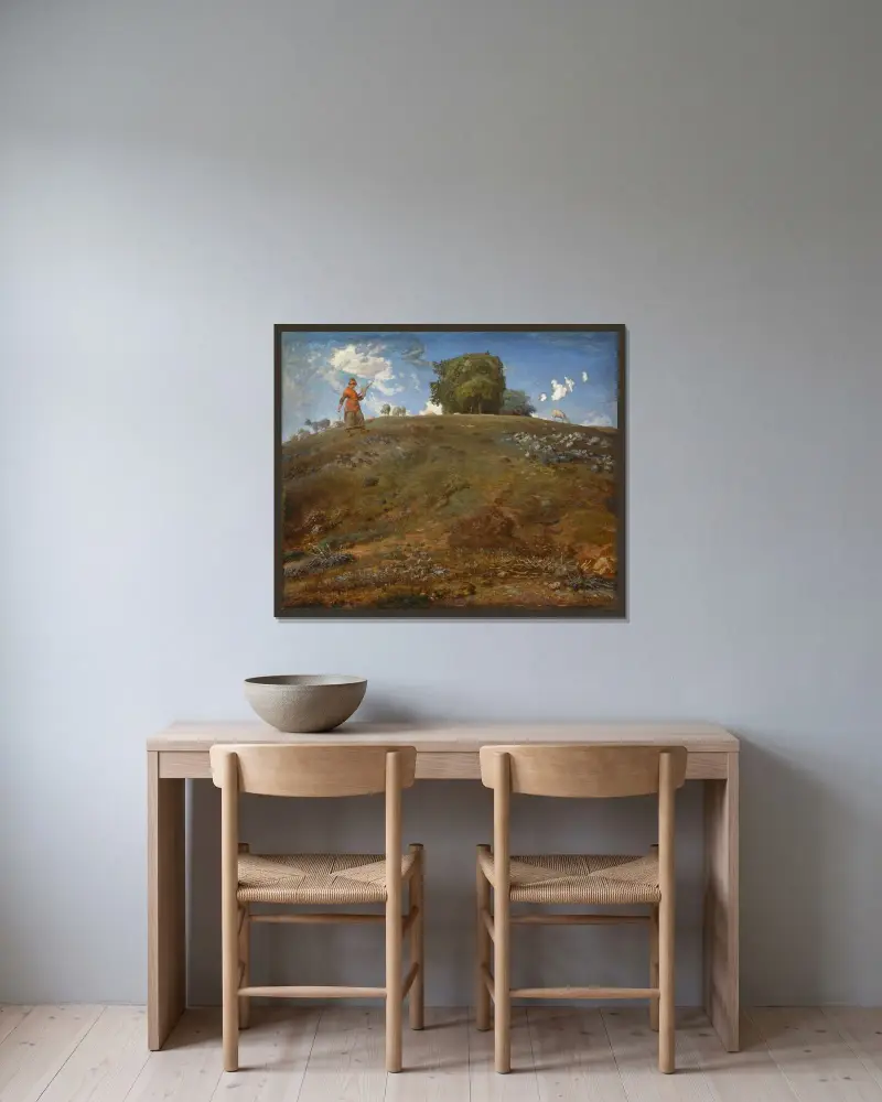 In der Auvergne von Jean-François Millet gerahmt an einer Wand