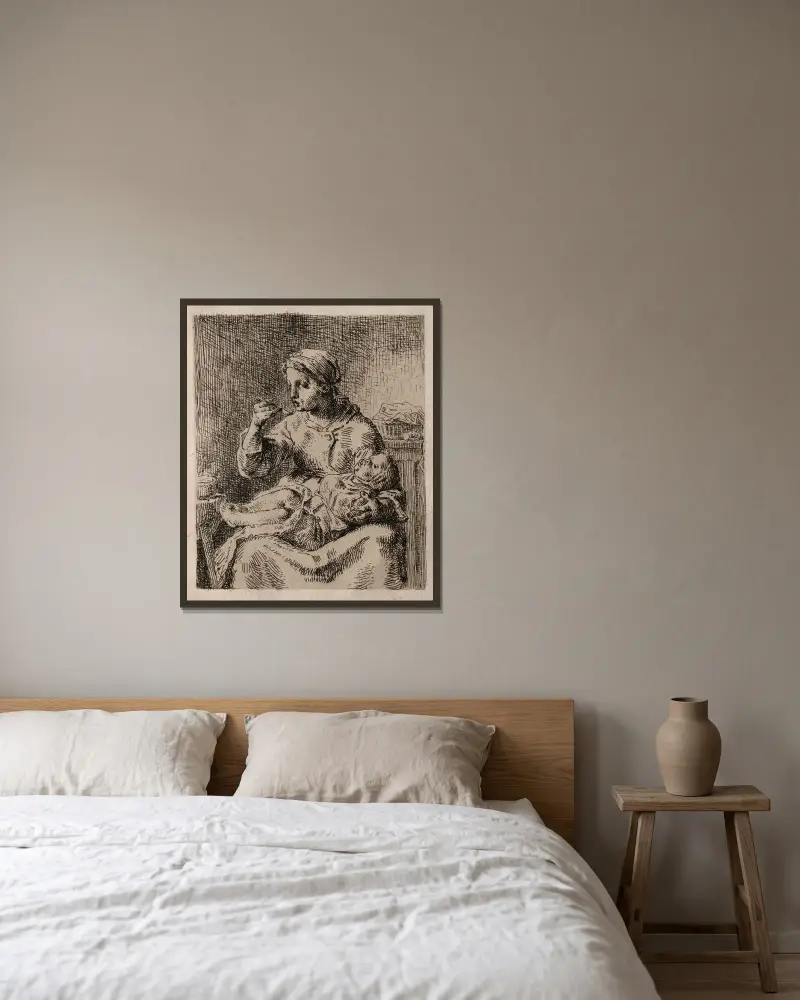 La Bouillée von Jean-François Millet gerahmt an einer Wand