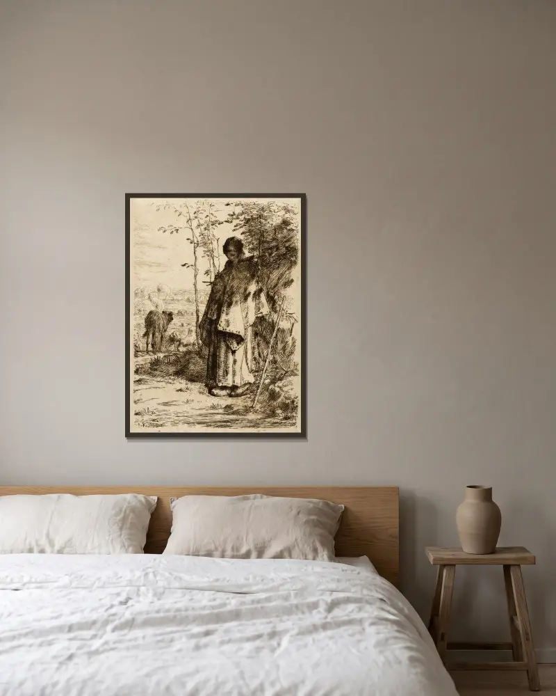 La Grande Bergère av Jean-François Millet inramad på en vägg
