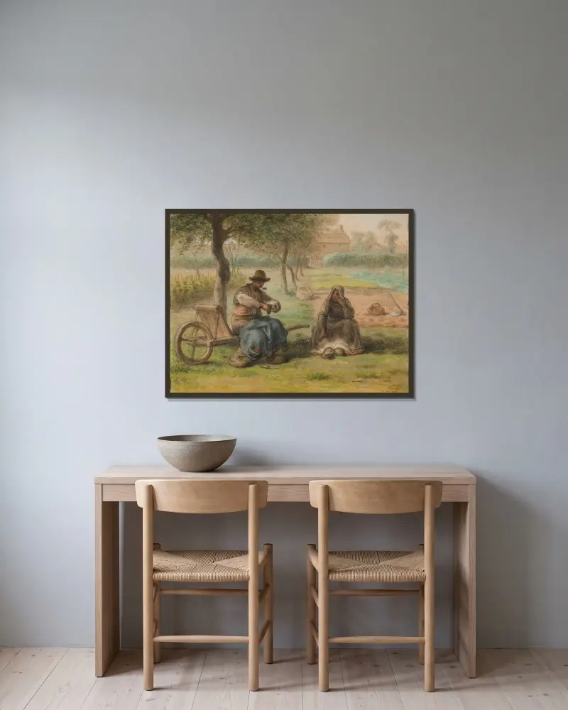 Vilan mitt på dagen av Jean-François Millet inramad på en vägg