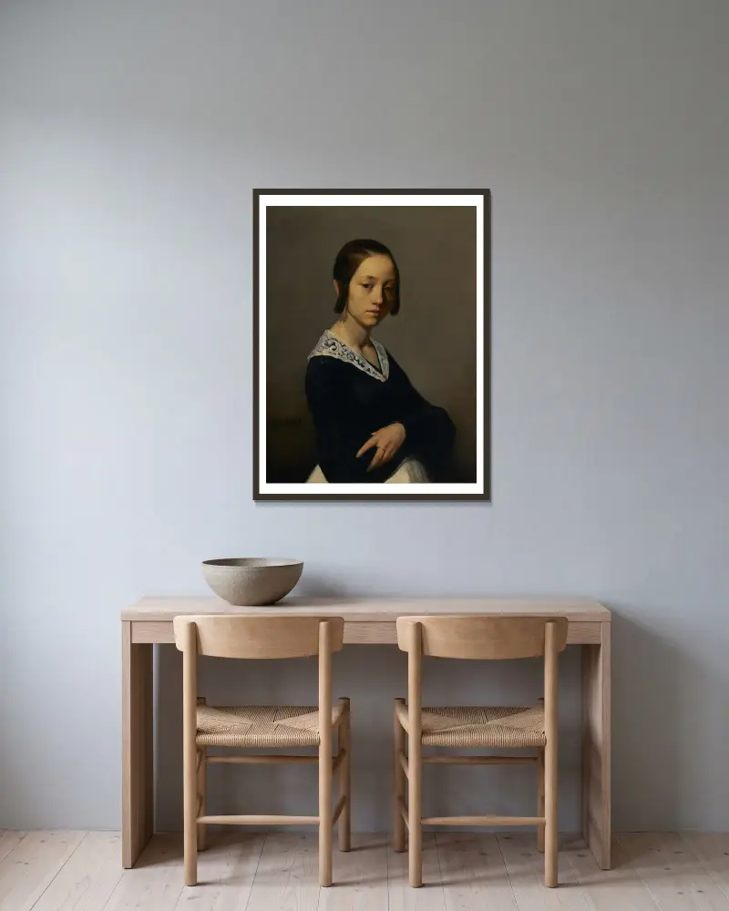 Louise-Antoinette Feuardent av Jean-François Millet inramad på en vägg