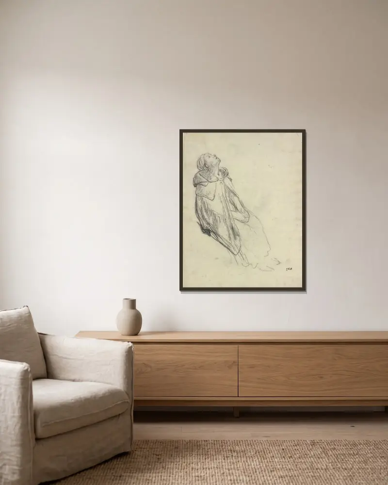 Zugvögel (sitzende Frau) von Jean-François Millet gerahmt an einer Wand