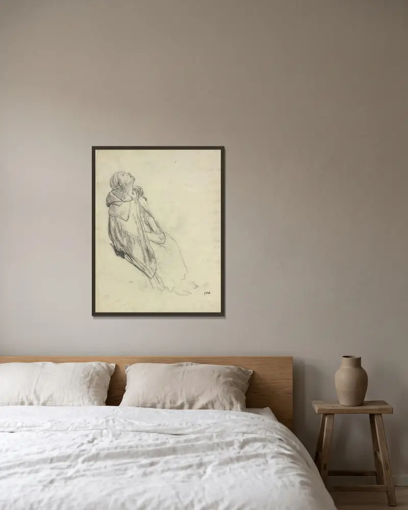 Zugvögel (sitzende Frau) von Jean-François Millet gerahmt an einer Wand