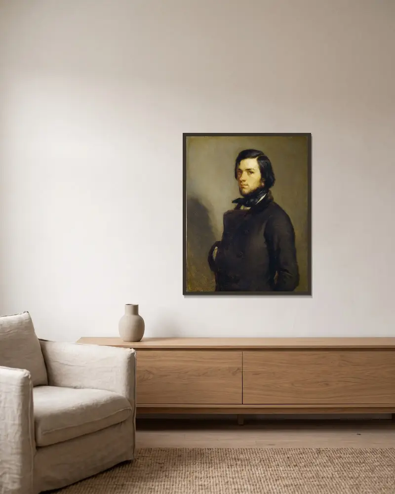 Porträtt av en man av Jean-François Millet inramad på en vägg