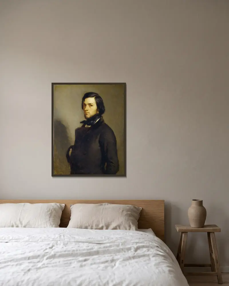 Porträtt av en man av Jean-François Millet inramad på en vägg