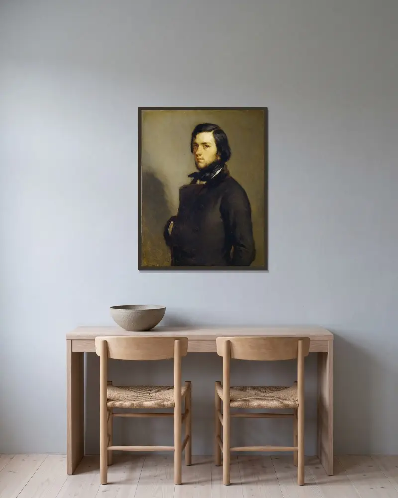 Porträtt av en man av Jean-François Millet inramad på en vägg