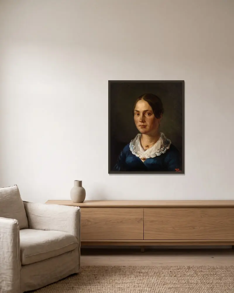 Portret madame Martin, Jean-François Millet w ramie na ścianie