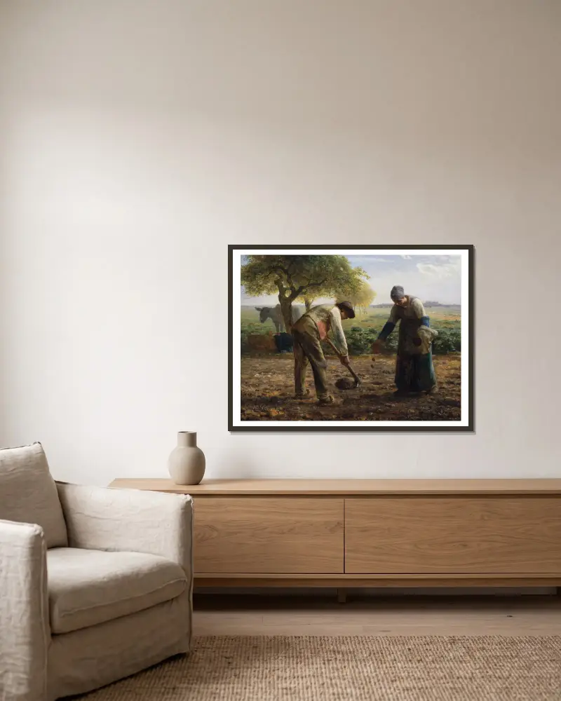 Potato Planters av Jean-François Millet inramad på en vägg