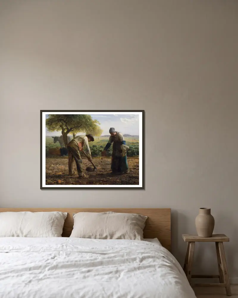 Potato Planters av Jean-François Millet inramad på en vägg