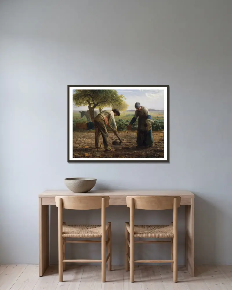 Potato Planters av Jean-François Millet inramad på en vägg