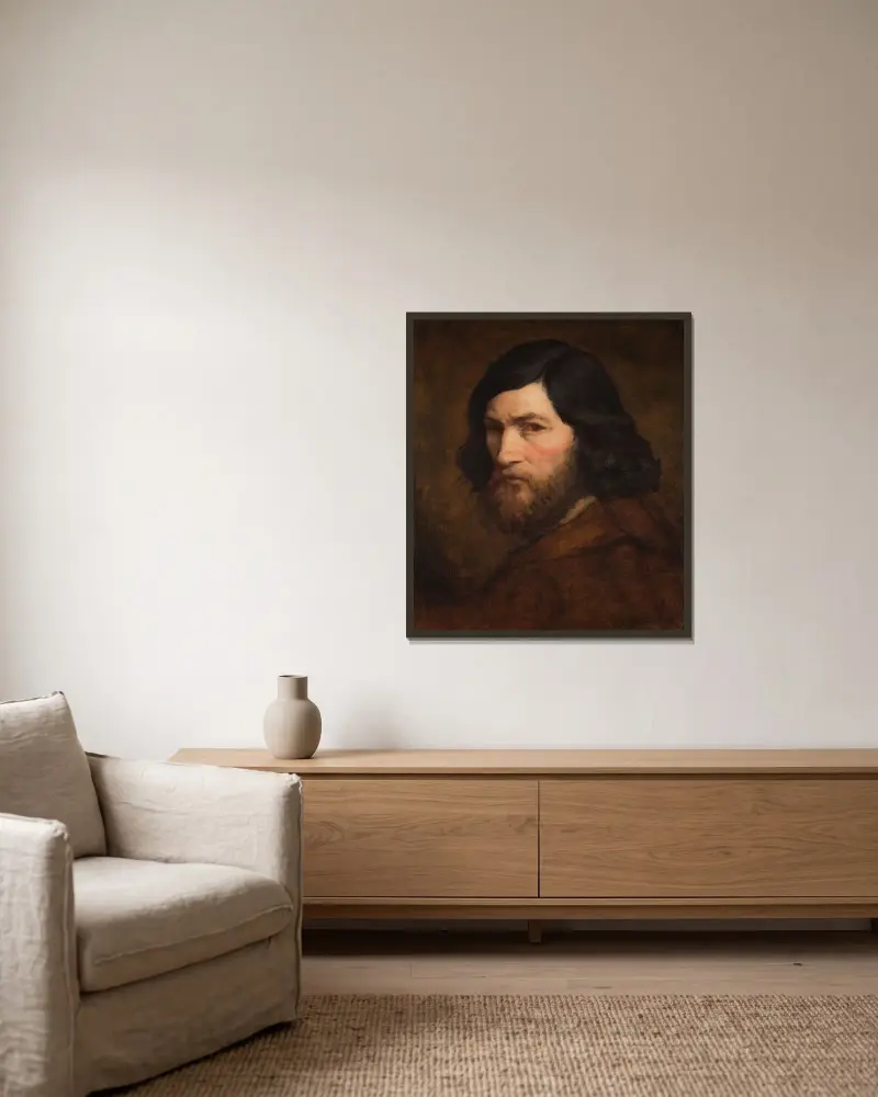 Selbstbildnis von Jean-François Millet gerahmt an einer Wand