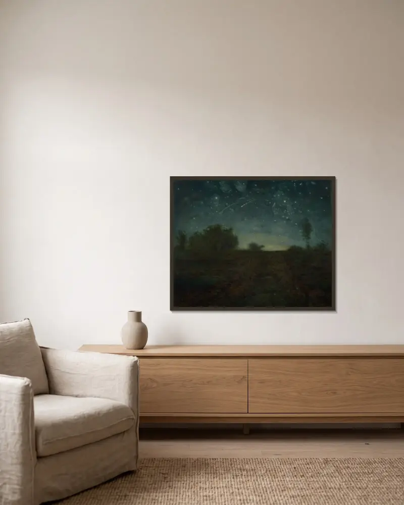 Sternennacht von Jean-François Millet gerahmt an einer Wand
