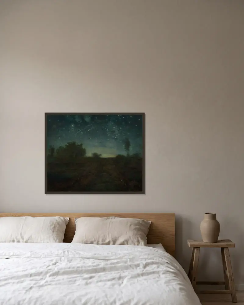 Sternennacht von Jean-François Millet gerahmt an einer Wand
