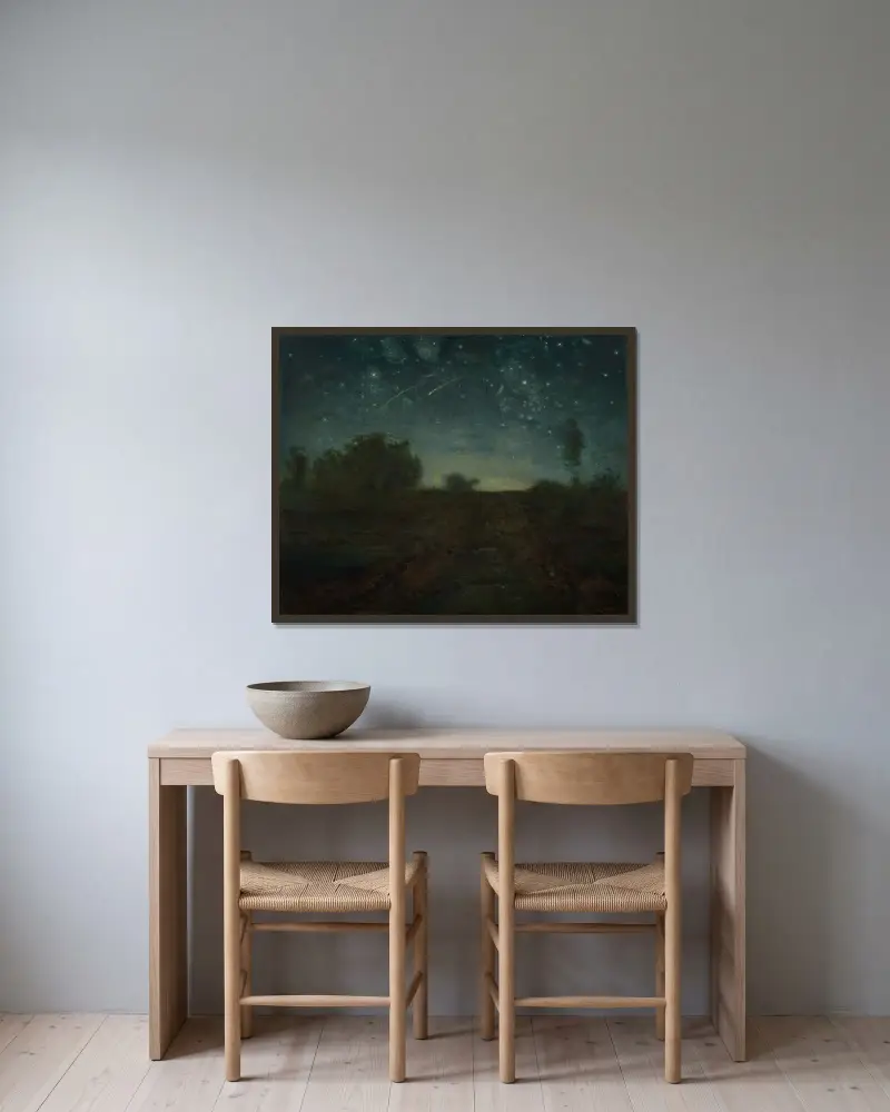 Sternennacht von Jean-François Millet gerahmt an einer Wand