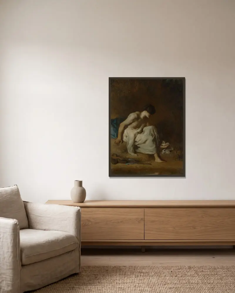 The Bather, 1846 – nr 2 av Jean-François Millet inramad på en vägg