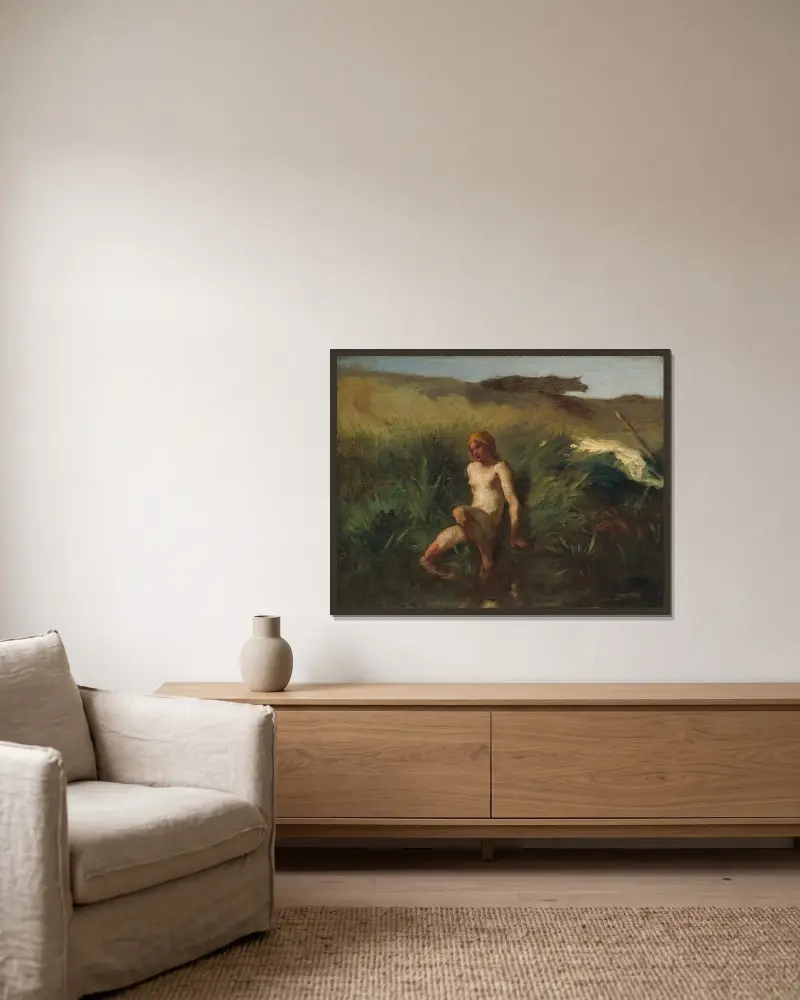 The Bather, 1846 – nr 1 av Jean-François Millet inramad på en vägg