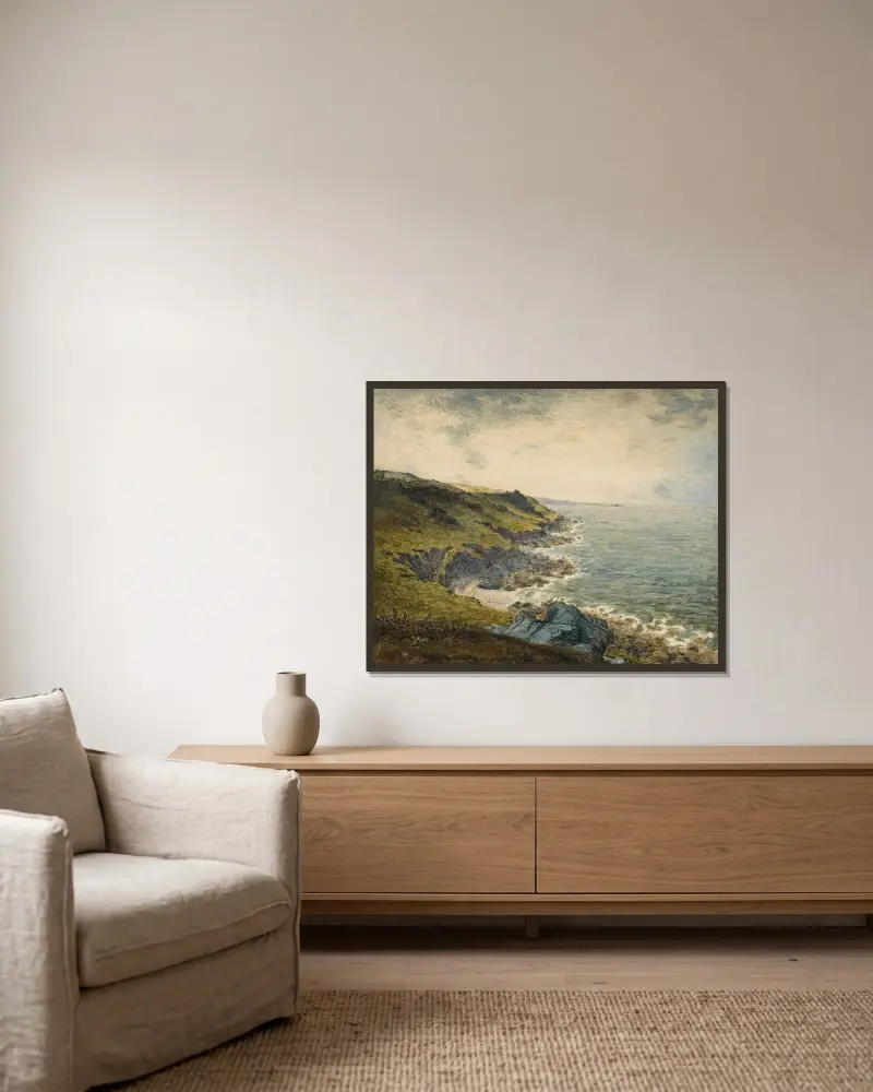 The Coast at Gréville av Jean-François Millet inramad på en vägg