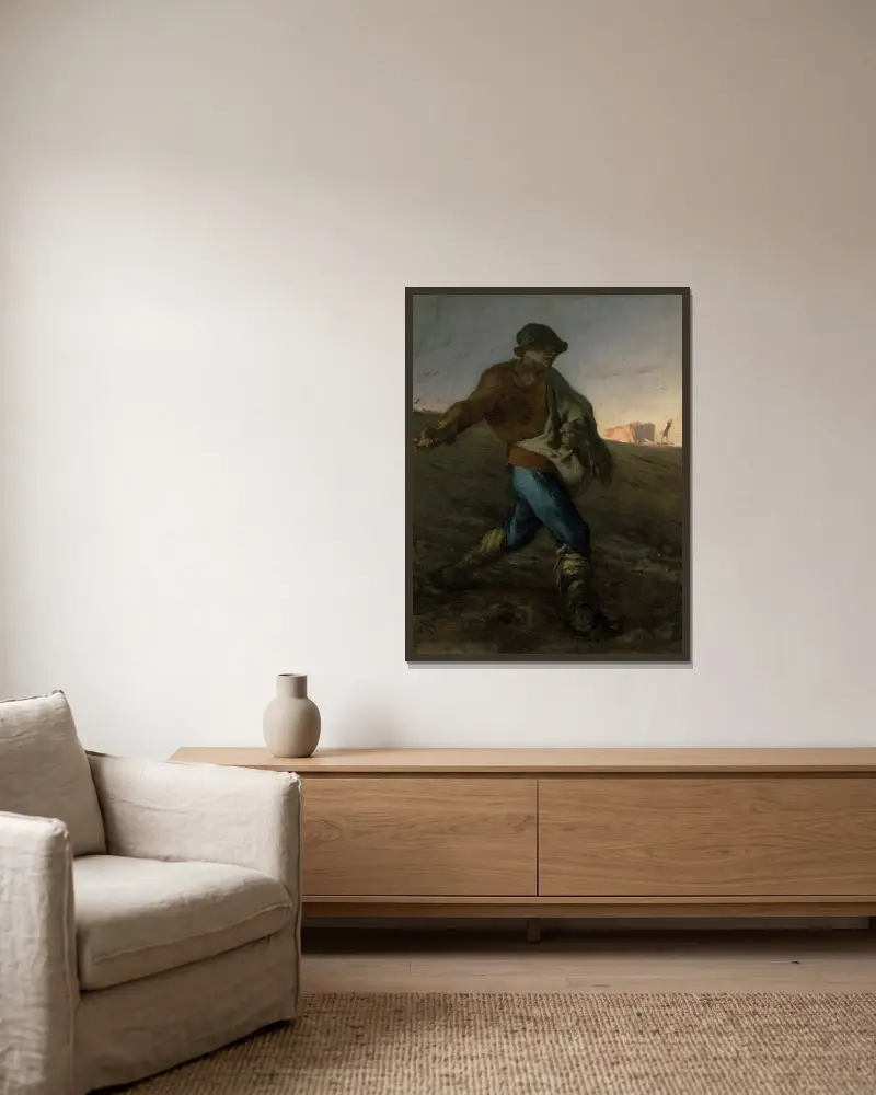 The Sower, 1850 av Jean-François Millet inramad på en vägg