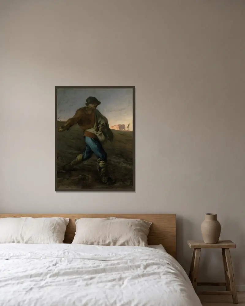 The Sower, 1850 av Jean-François Millet inramad på en vägg