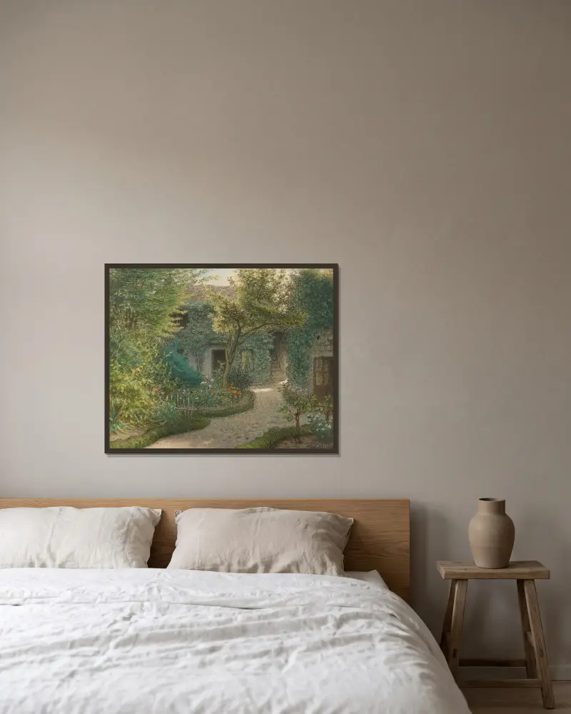Théodore Rousseaus hus i Barbizon av Jean-François Millet inramad på en vägg
