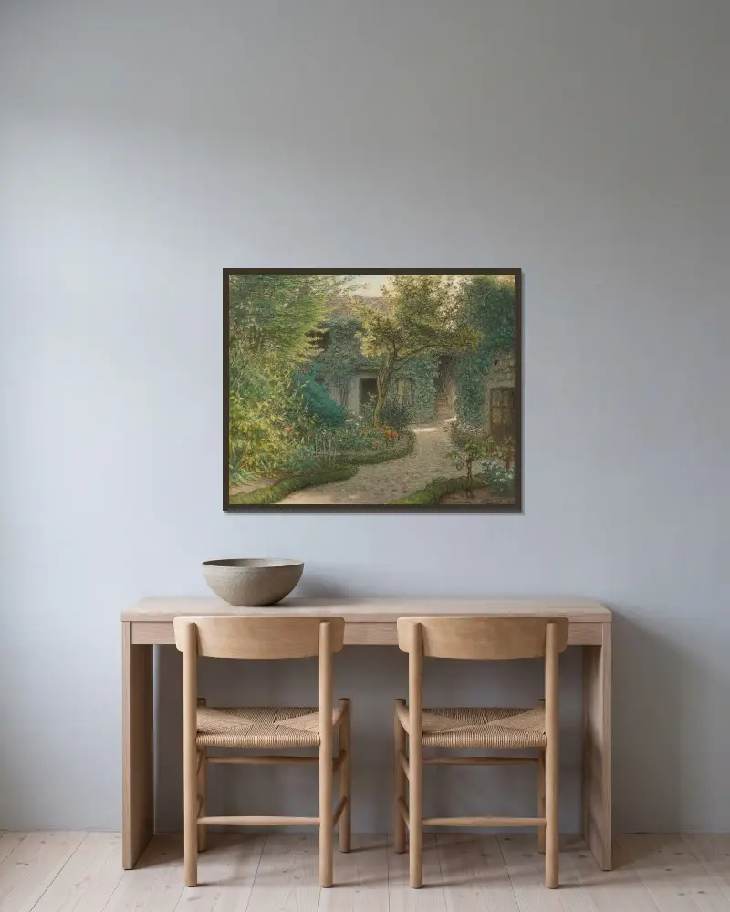 Théodore Rousseaus hus i Barbizon av Jean-François Millet inramad på en vägg