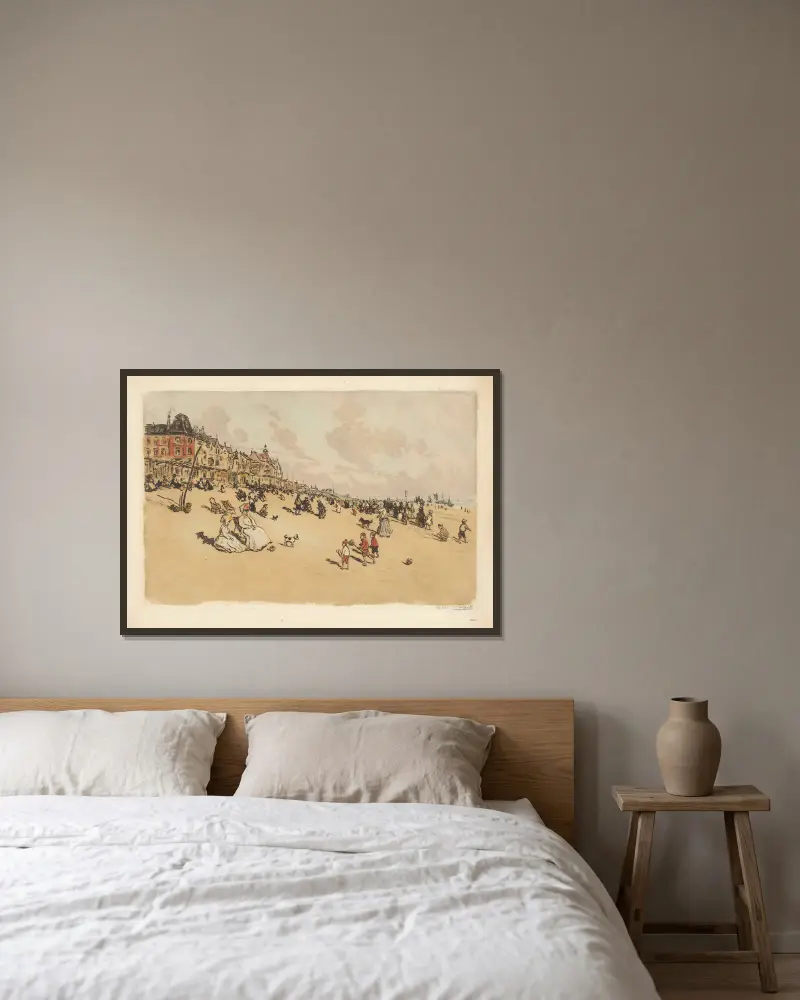 La petite plage av Jean François Raffaëlli inramad på en vägg