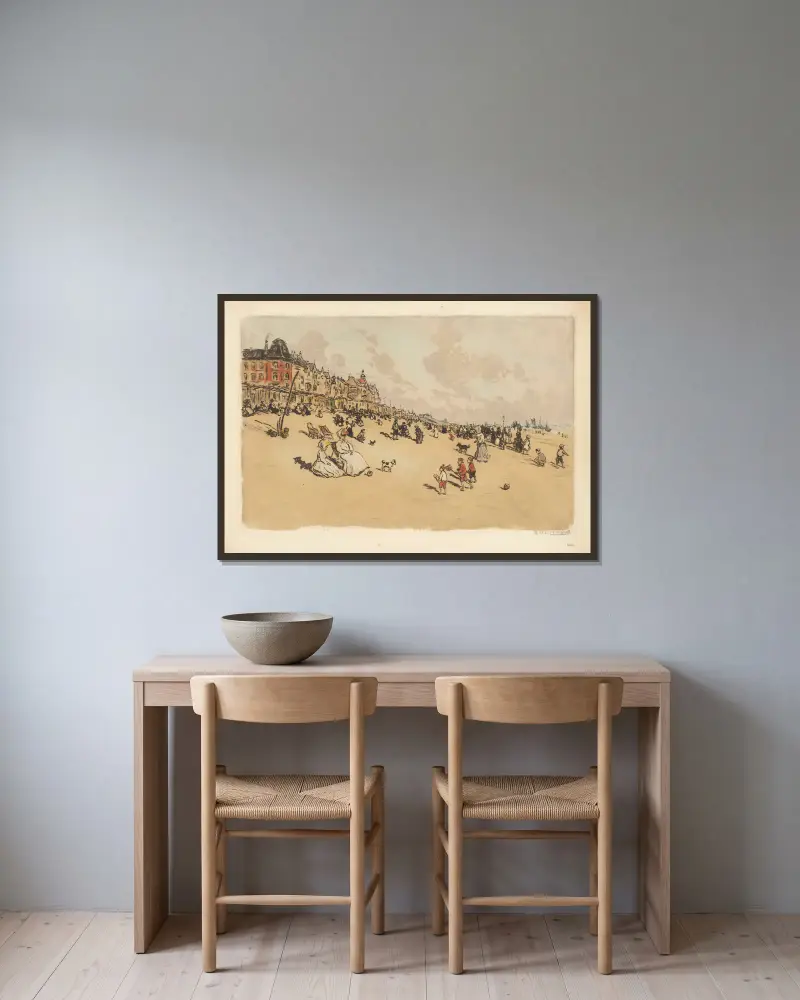 La petite plage av Jean François Raffaëlli inramad på en vägg