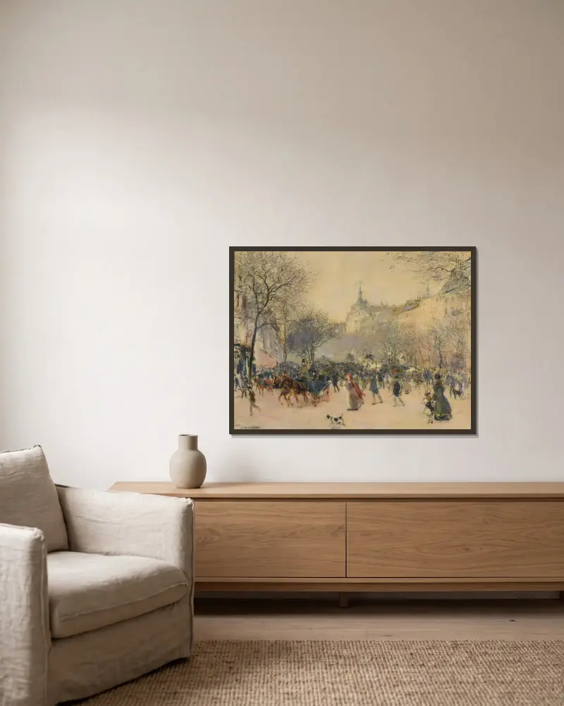 Le Carrefour Drouot v Paříži, Jean François Raffaëlli v rámu na stěně