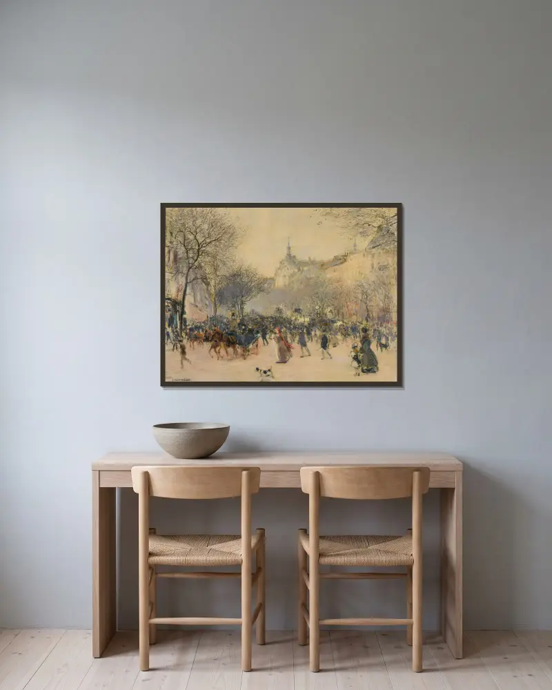 Le Carrefour Drouot v Paříži, Jean François Raffaëlli v rámu na stěně