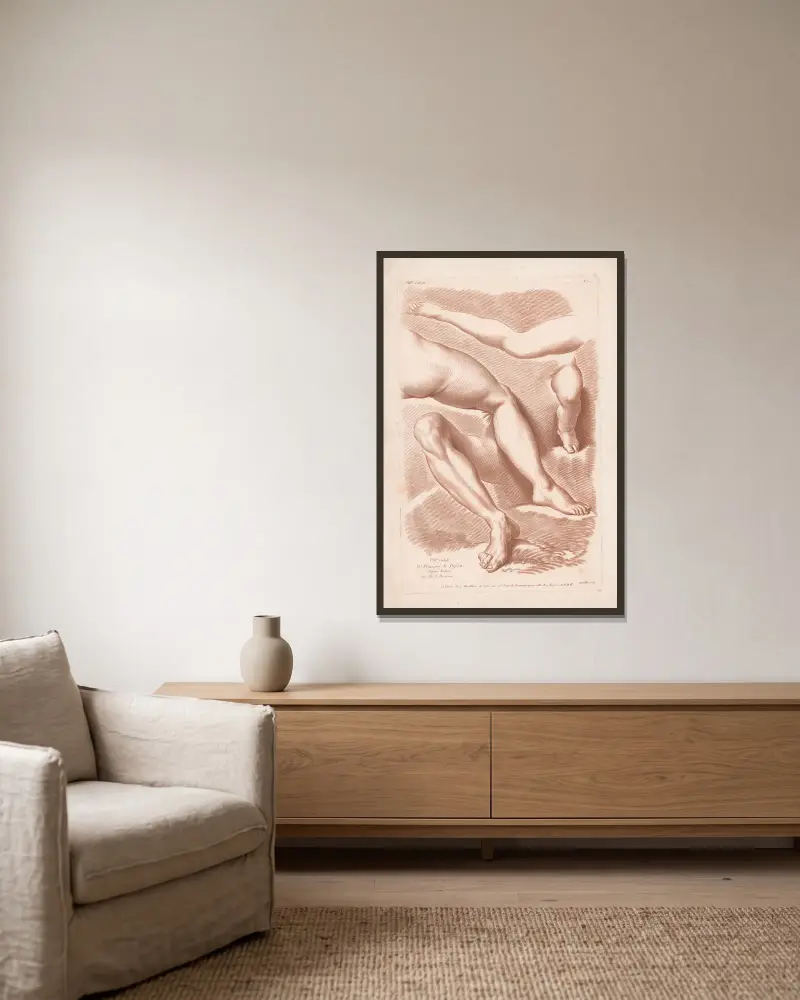 Vier Beine in verschiedenen Stellungen, 1749 – Nr. 1 von Louis-François Roubiliac gerahmt an einer Wand