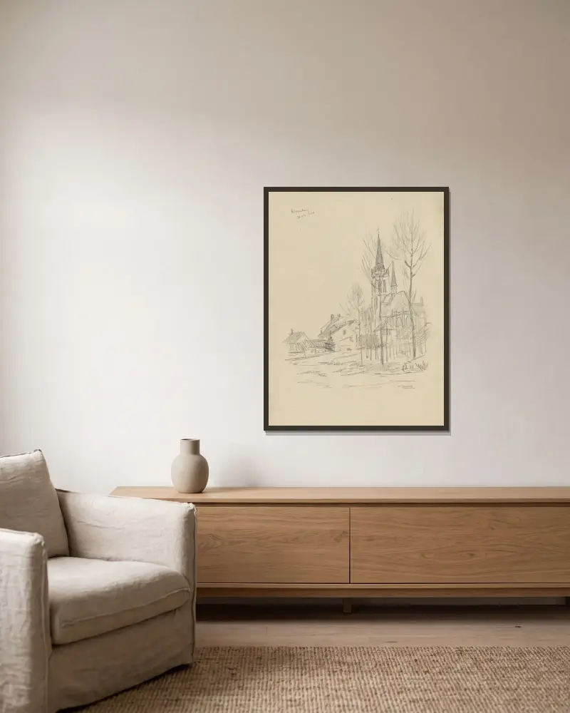 Eglise Notre-Dame à Alsemberg av Jean-François Taelemans inramad på en vägg