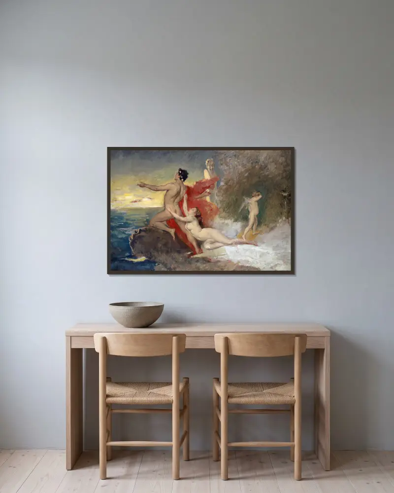 Odysseus a Kalypso, Frank Buchser v rámu na stěně