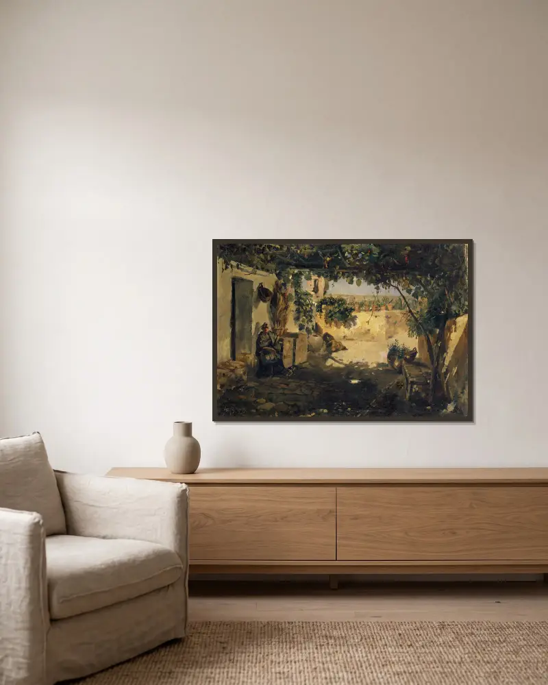 Hiszpańska pergola, Frank Buchser w ramie na ścianie