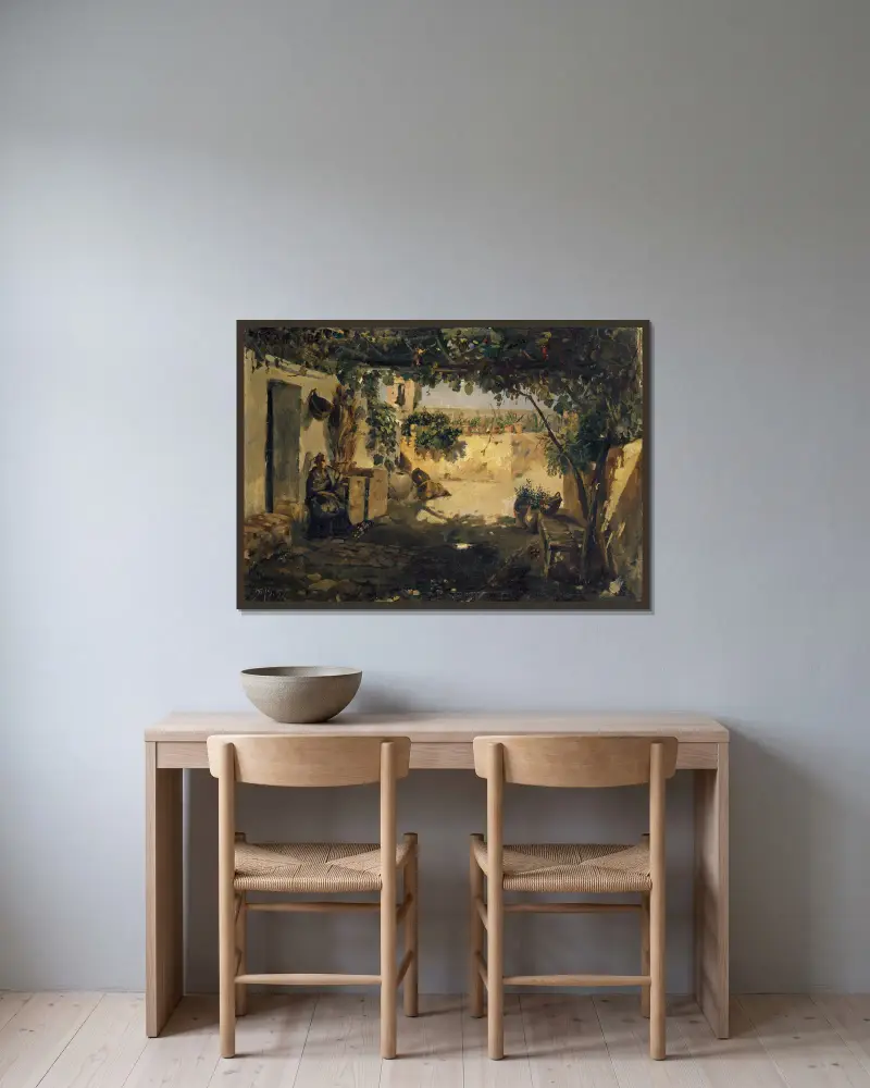 Hiszpańska pergola, Frank Buchser w ramie na ścianie