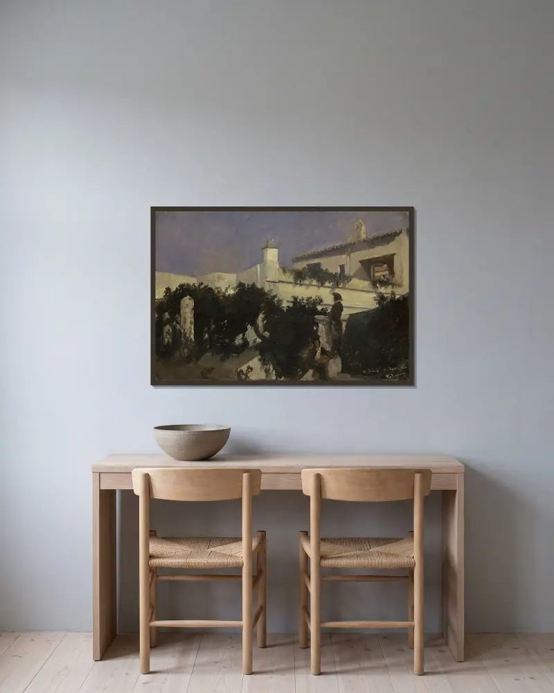 Spanische Villa in Medina Sidonia von Frank Buchser gerahmt an einer Wand