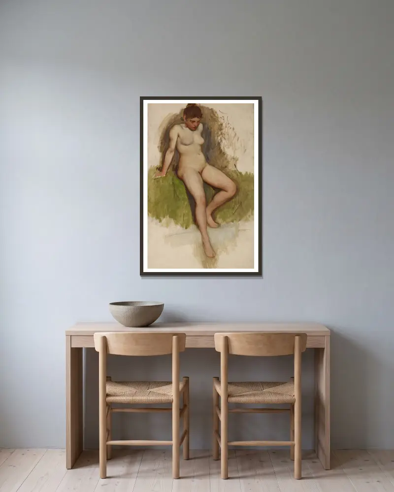 Nude av Frank Duveneck inramad på en vägg