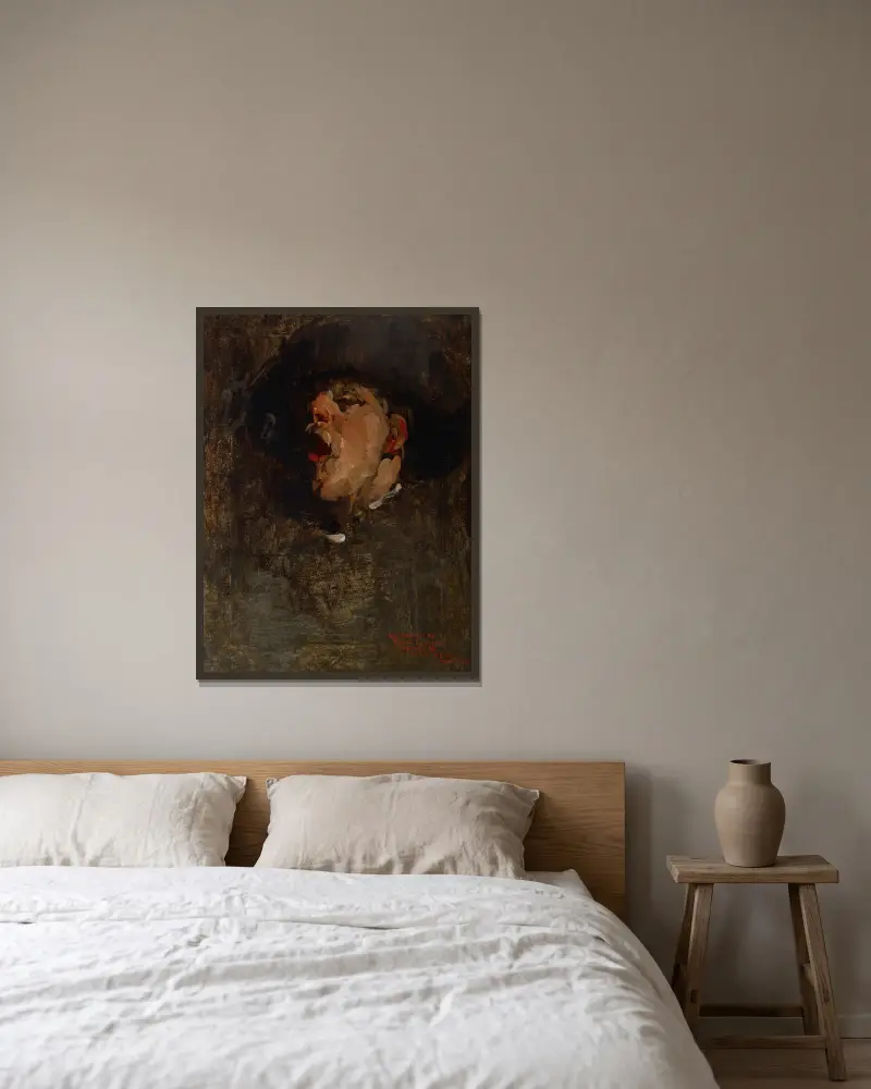 Self-Portrait, 1878 av Frank Duveneck inramad på en vägg