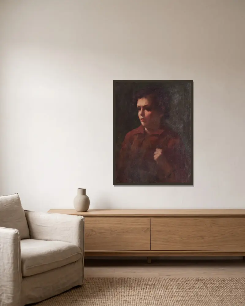 Studie školního chlapce, Frank Duveneck v rámu na stěně