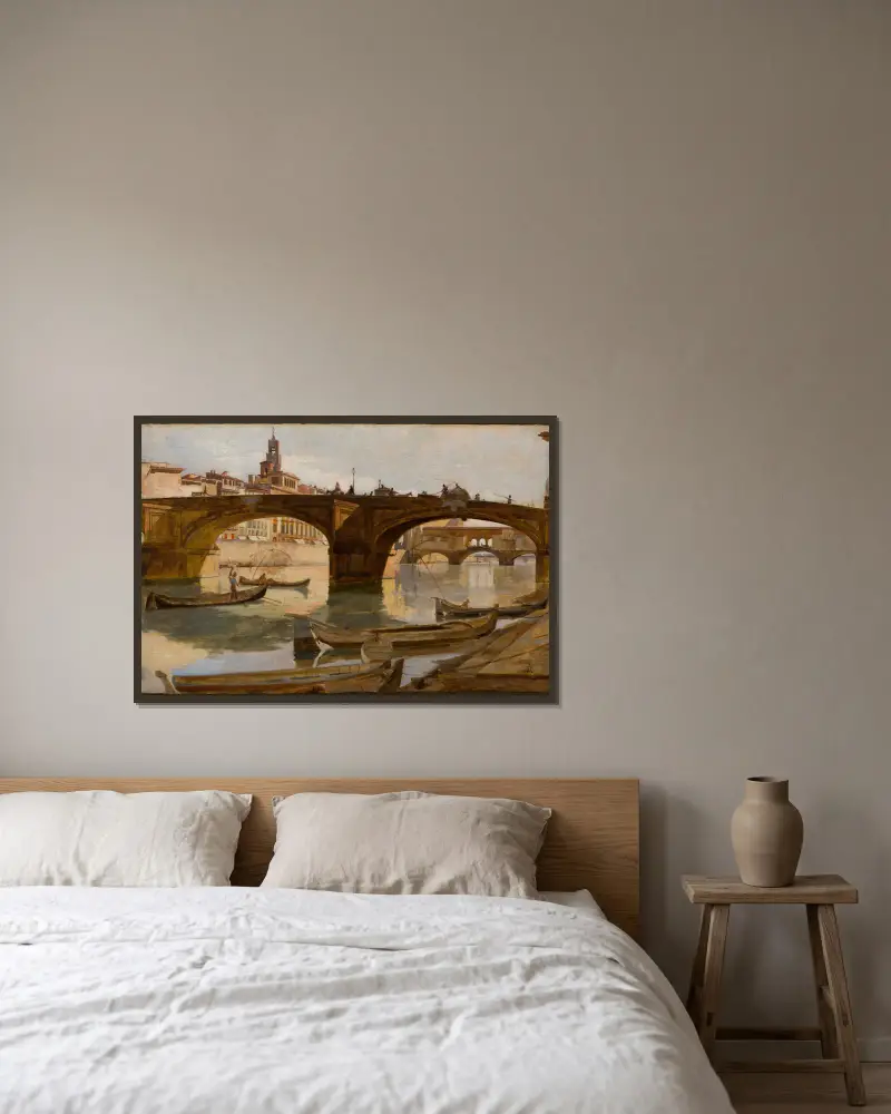 Die Brücken; Florenz von Frank Duveneck gerahmt an einer Wand