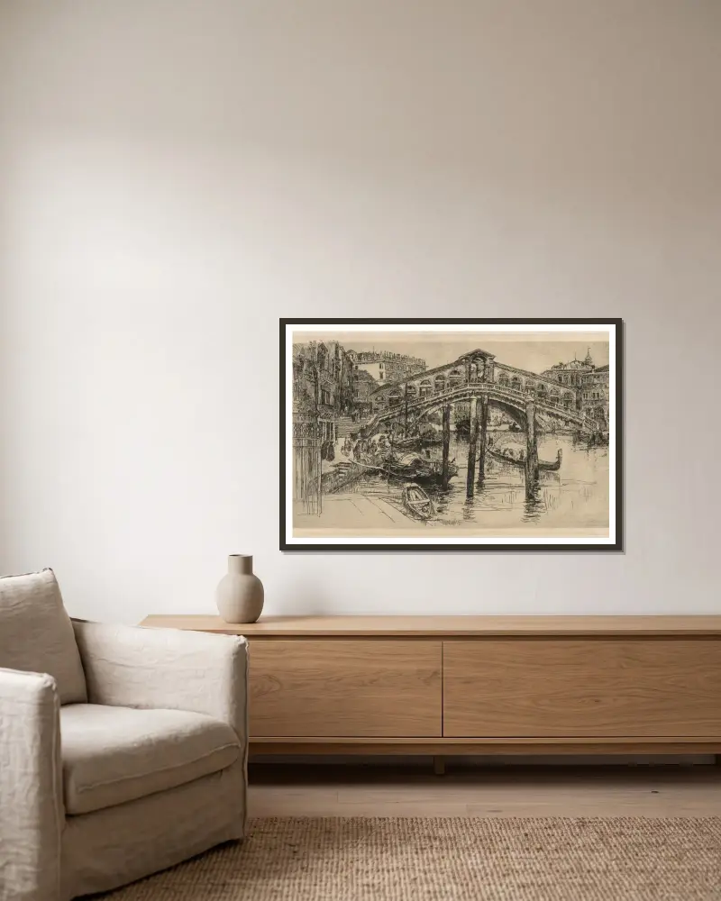 Die Rialtobrücke, Venedig von Frank Duveneck gerahmt an einer Wand
