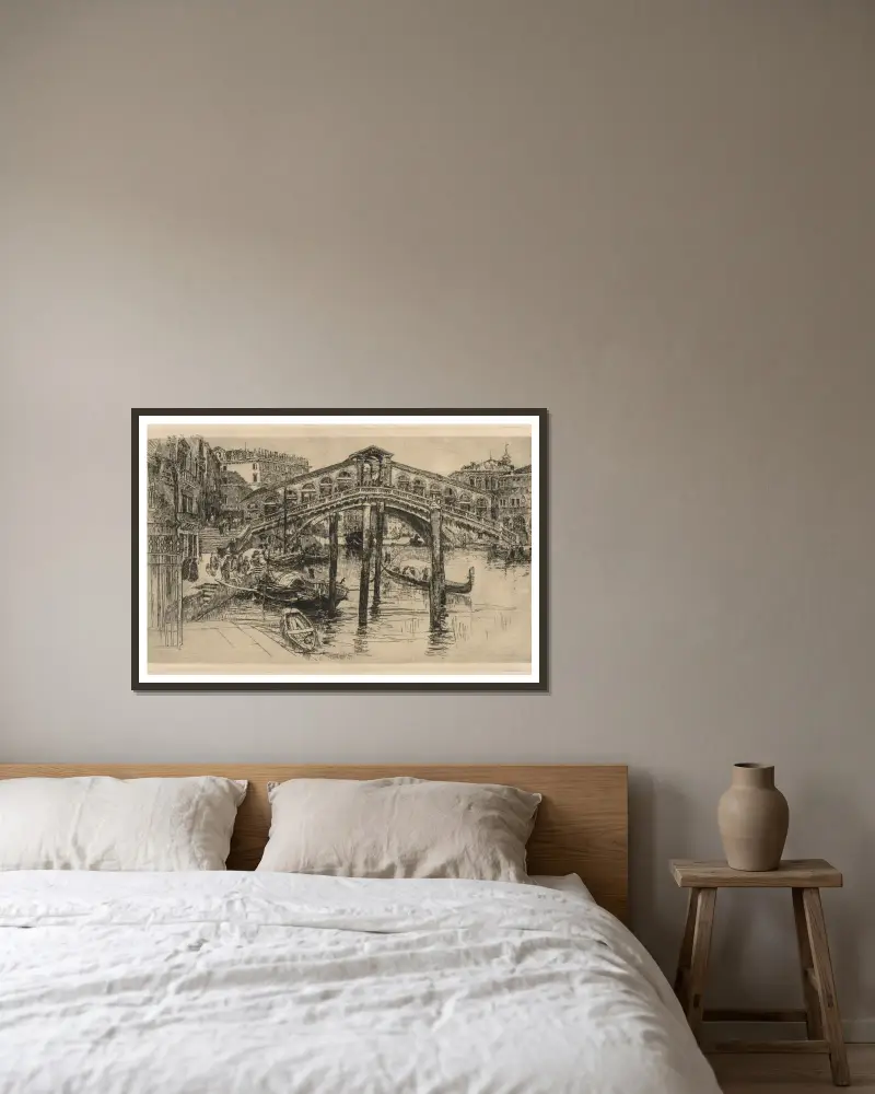 Die Rialtobrücke, Venedig von Frank Duveneck gerahmt an einer Wand