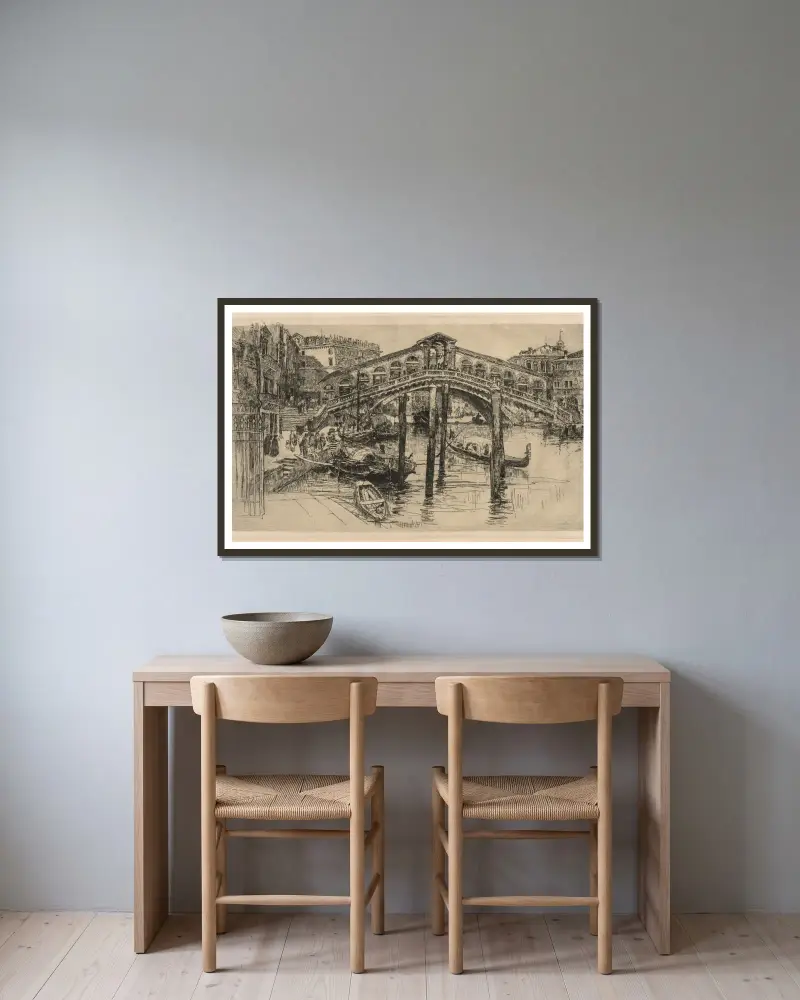 Die Rialtobrücke, Venedig von Frank Duveneck gerahmt an einer Wand