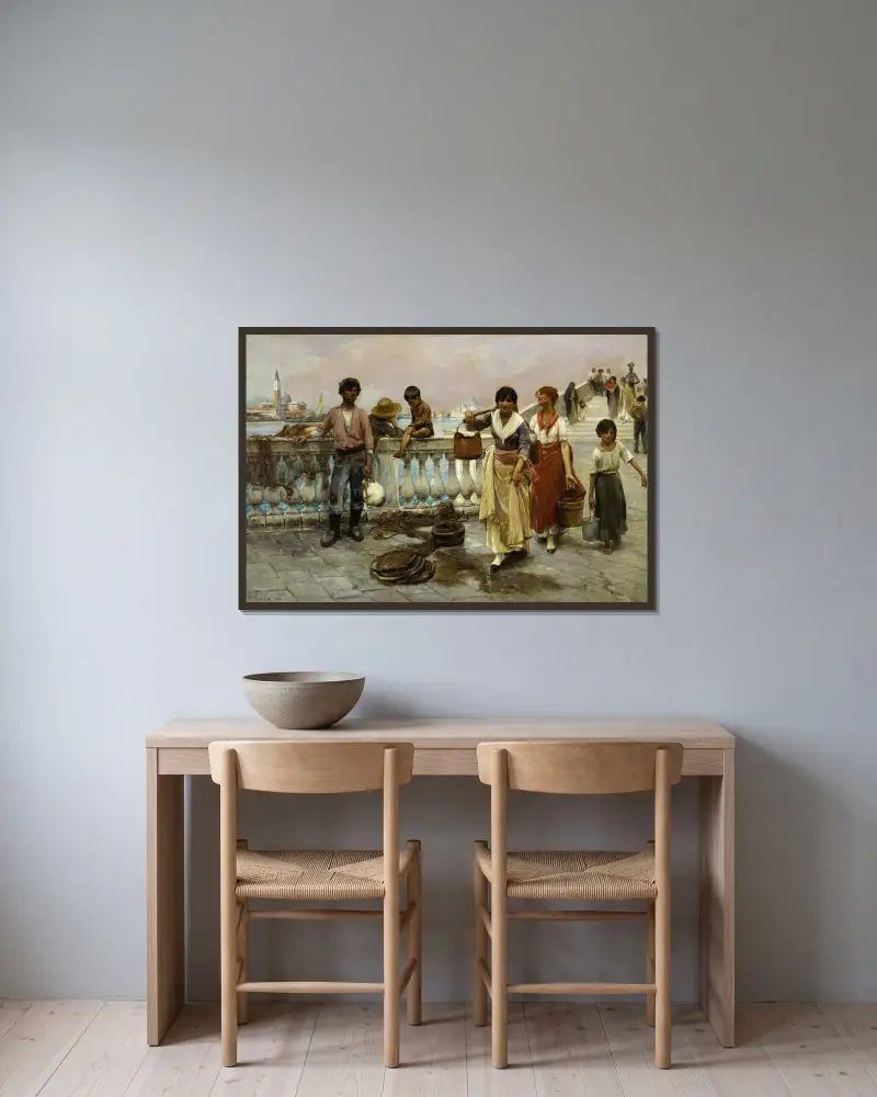 Přenašeči vody, Benátky, Frank Duveneck v rámu na stěně